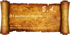 Blaustein Anina névjegykártya